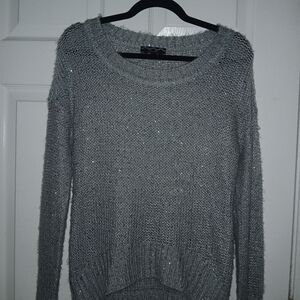 Pink Rose Metallic Silver Crewneck Sweater